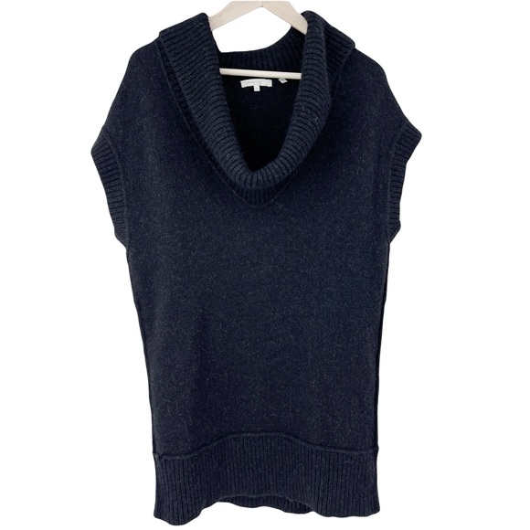 Vince sweater Alpaca Wool Cashmere‎ Cowl Neck Short Sleeve L black - Picture 2 of 10